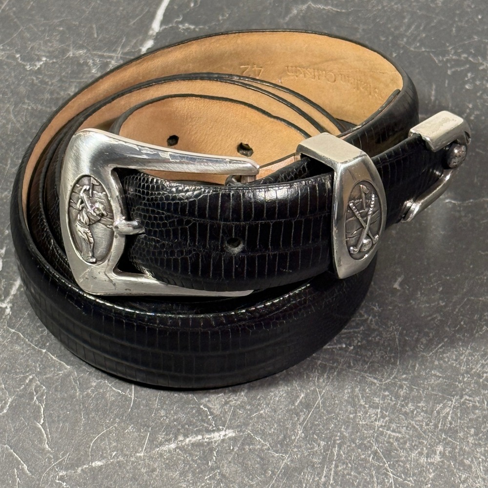 Dress Golf Concho Belt Cowhide Leather | Size 42 | Black Lizard Embossed